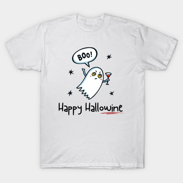 Happy Hallowine - Ghost T-Shirt by NaturalJimbo